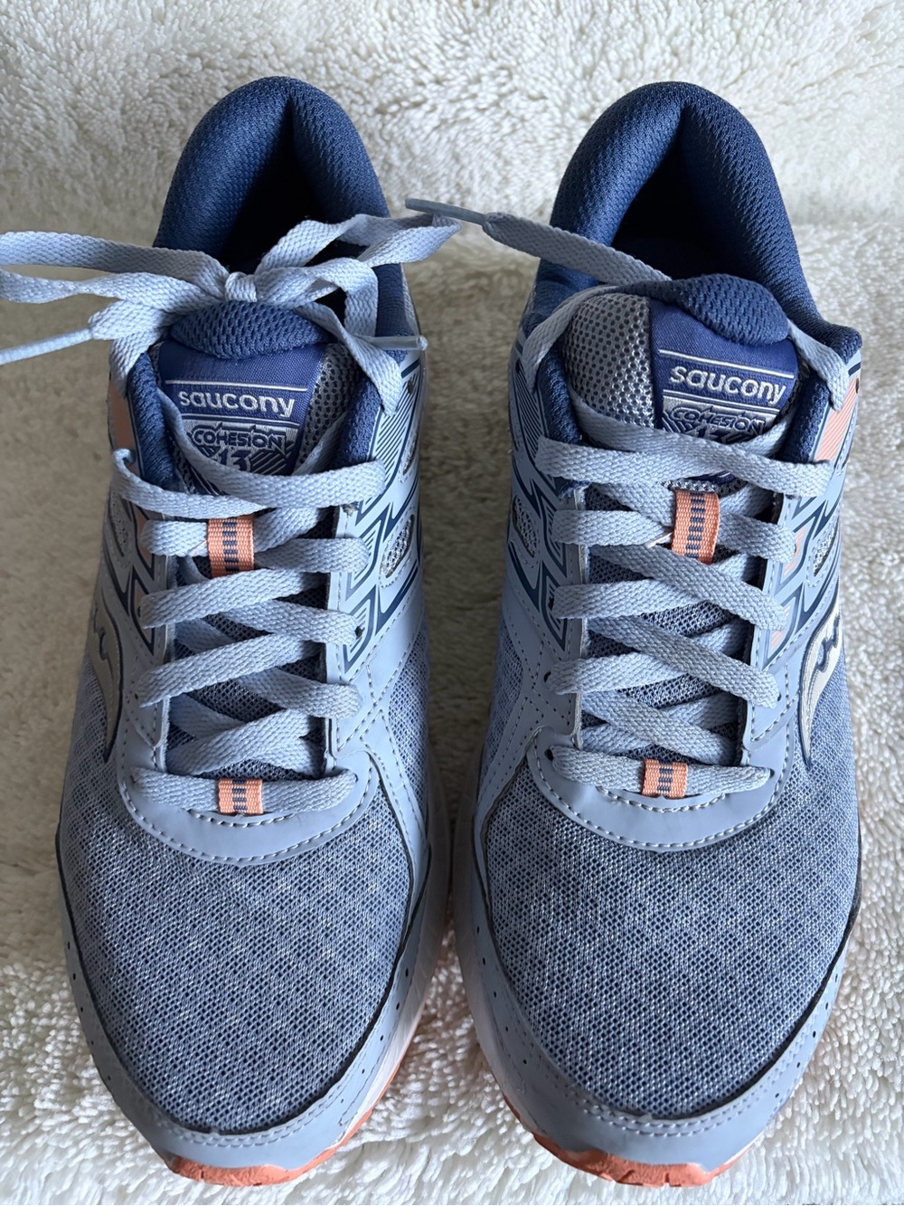Saucony Women’s Light Blue Athletic Running Shoes with Peach Accents